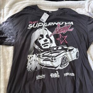 H&M Black Graphic Tee - Team Supernova